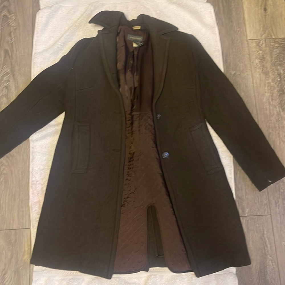 Wool Angora Coat Banana Republic Made Italy Classic Jacket Brown Small